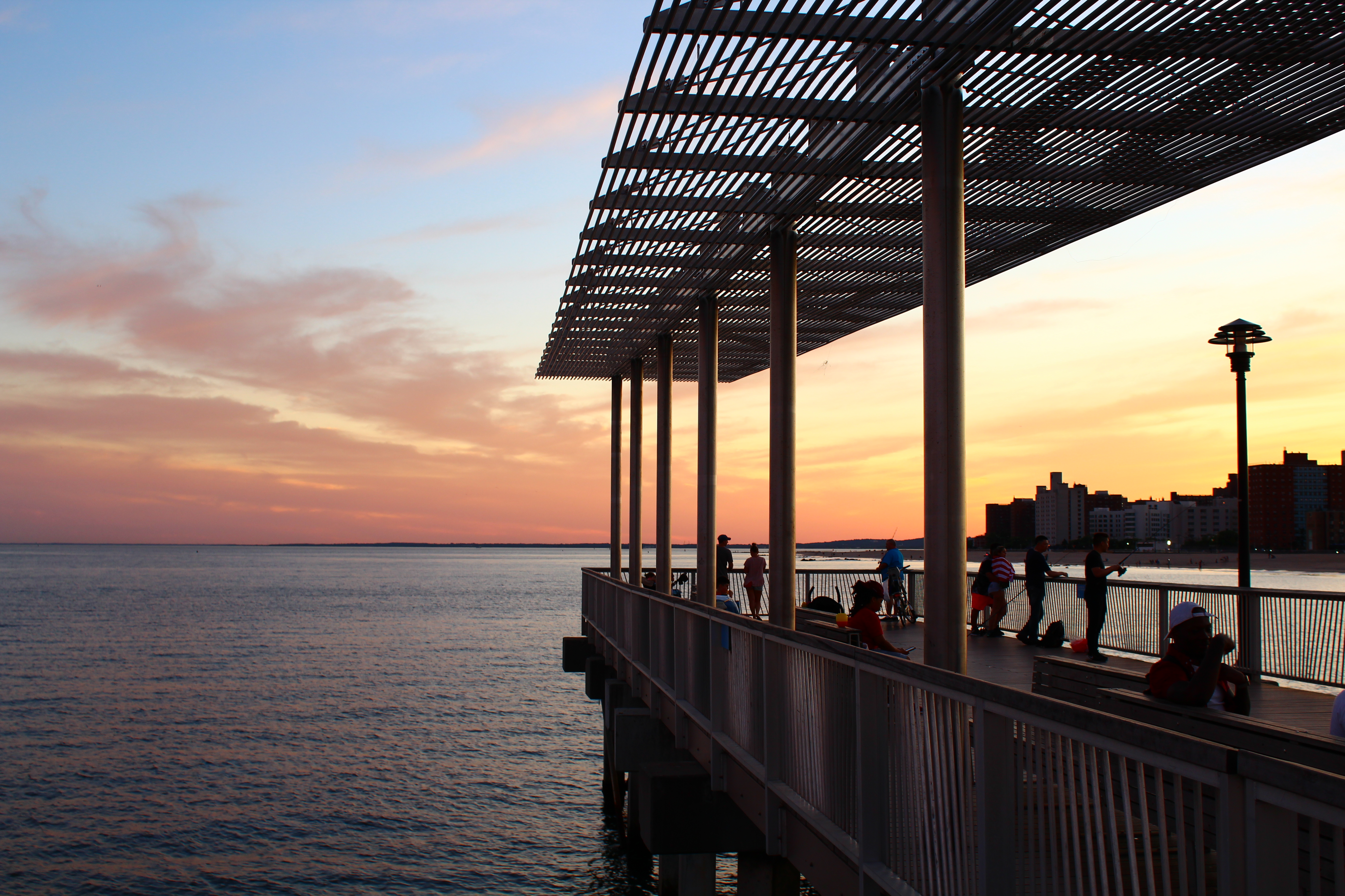 Sun setting at Coney Island pier