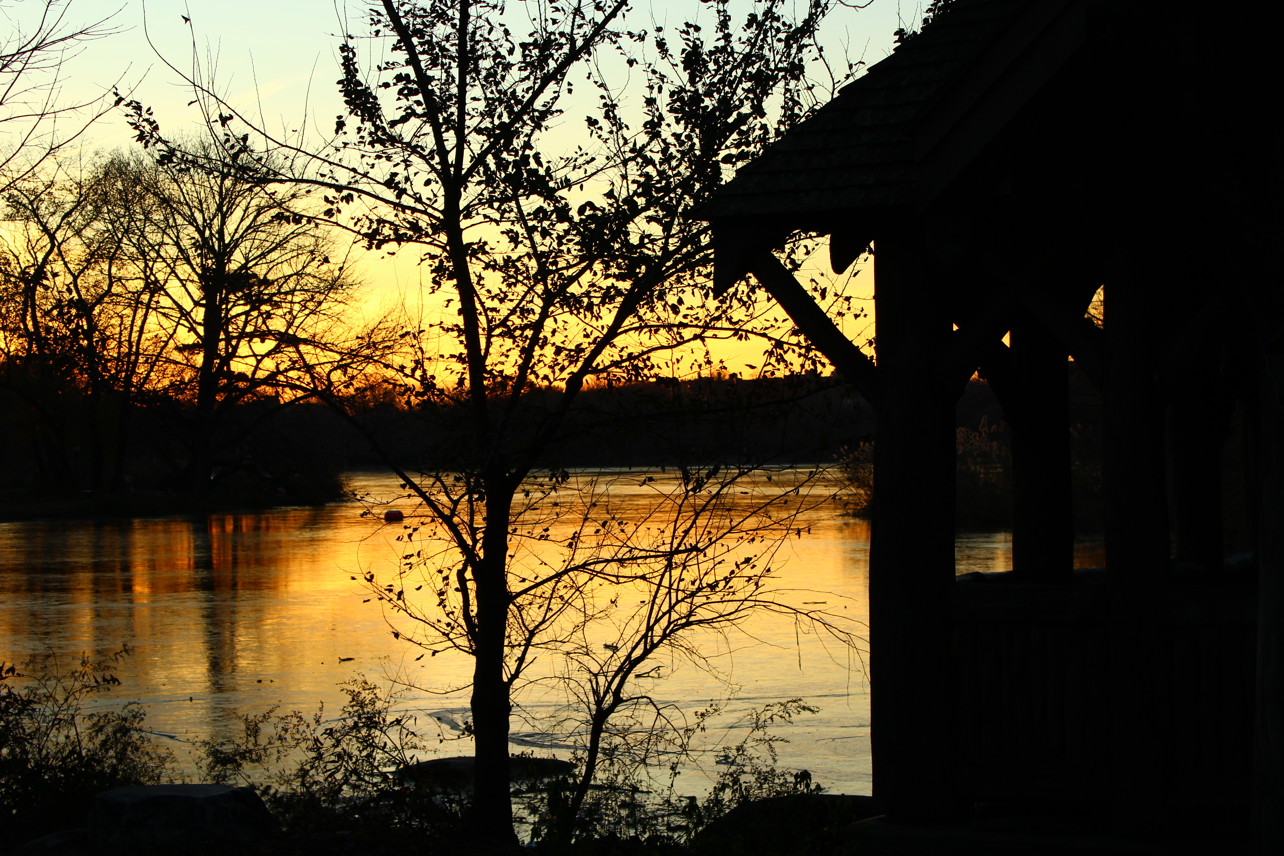 Sunset on the lake at Prospect Park, Brooklyn